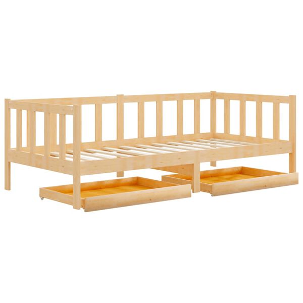 vidaXL daybed med skuffer 90x200 cm massivt fyrretræ