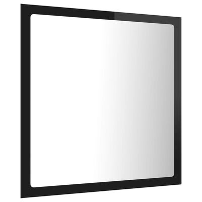 vidaXL badeværelsesspejl med LED-lys 40x8,5x37 cm akryl sort højglans