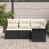 vidaXL Havesofa Sæt med pude 4 pcs Sort polyrattan