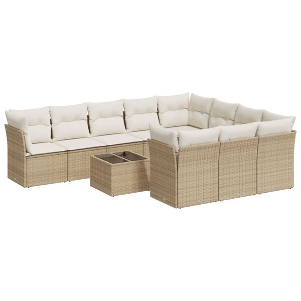 vidaXL sofas&aelig;t til haven 11 dele med hynder polyrattan beige