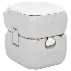 vidaXL transportabelt campingtoilet 22+12 l HDPE gr&aring; og hvid