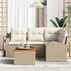 vidaXL Havesofa S&aelig;t med pude 5 pcs Beige polyrattan