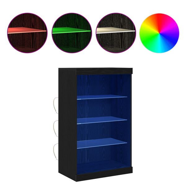 vidaXL LED Sideboard Sort eg 60,5 x 37 x 100 cm Konstrueret tr&aelig;