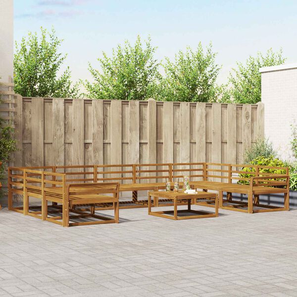 vidaXL Udend&oslash;rs sofagruppe 10 pcs Naturfarvet Massivt Akacietr&aelig;