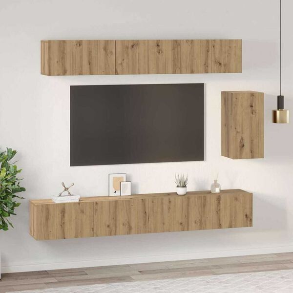 vidaXL TV-m&oslash;bels&aelig;t 6 pcs artisan eg 100 x 30 x 30 cm Konstrueret tr&aelig;