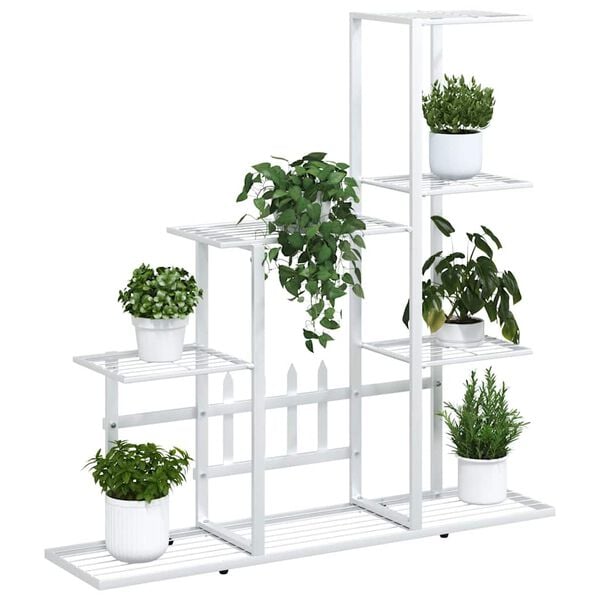 vidaXL blomsterstativ 94,5x25x88 cm metal hvid