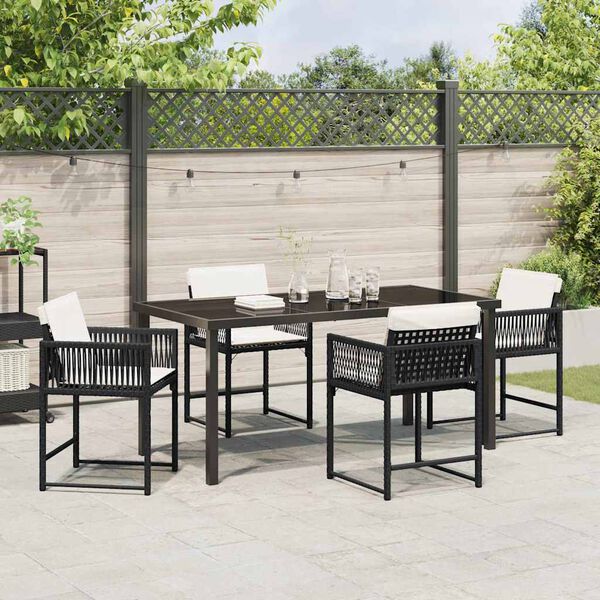 vidaXL Have Spisebordss&aelig;t 5 pcs Sort polyrattan