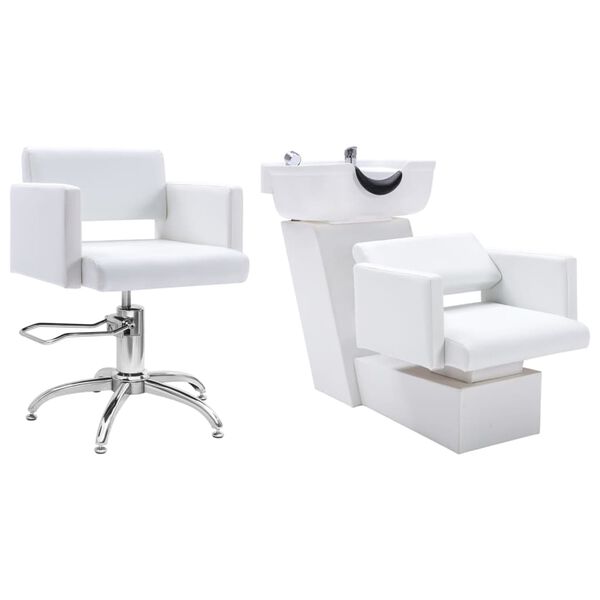 vidaXL fris&oslash;rstol med vask og salonstol kunstl&aelig;der