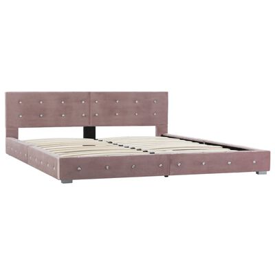 vidaXL seng med madras 160 x 200 cm fløjl lyserød