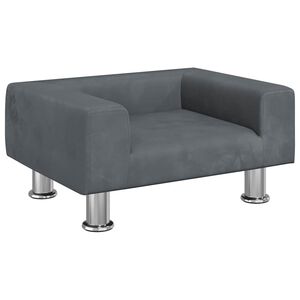 vidaXL hundeseng 50x40x26,5 cm velour m&oslash;rkegr&aring;