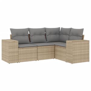vidaXL sofas&aelig;t til haven 4 dele med hynder polyrattan beige