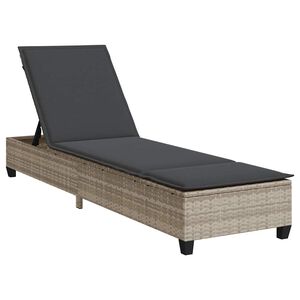vidaXL liggestol med hynder 55x200x25,5 cm polyrattan lysegrå