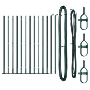 vidaXL Hegnssøjler 13 pcs Grøn Ø32mm 110 cm Galvaniseret stål