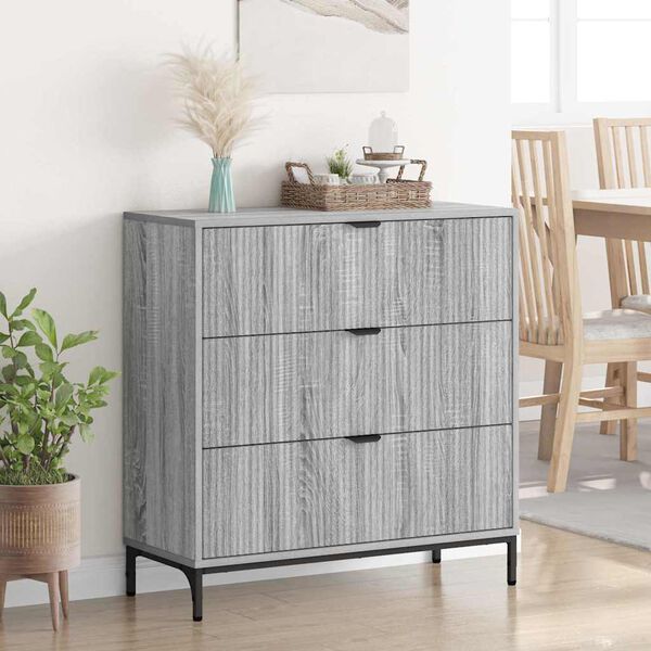 vidaXL Sideboard Gr&aring; Sonoma 79,5 x 33 x 82 cm Konstrueret tr&aelig;