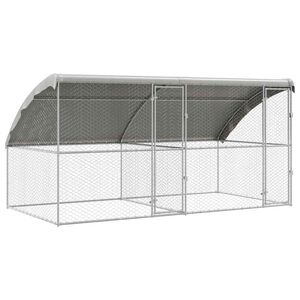 vidaXL Hundehus 2 pcs S&oslash;lv 4 x 2 x 2 m Galvaniseret st&aring;l