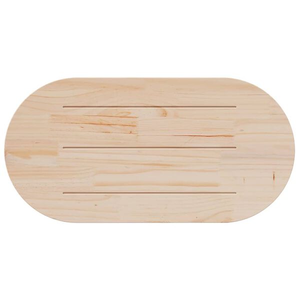 vidaXL bordplade 100x50x2,5 cm oval massivt fyrretr&aelig; hvid