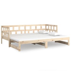vidaXL daybed med udtr&aelig;k 2x(80x200) cm massivt fyrretr&aelig;