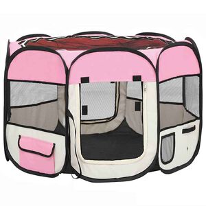 vidaXL foldbar hundeg&aring;rd med b&aelig;retaske 90x90x58 cm pink