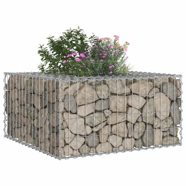 vidaXL Gabion h&oslash;jbed S&oslash;lv 80 x 80 x 40 cm Galvaniseret st&aring;l