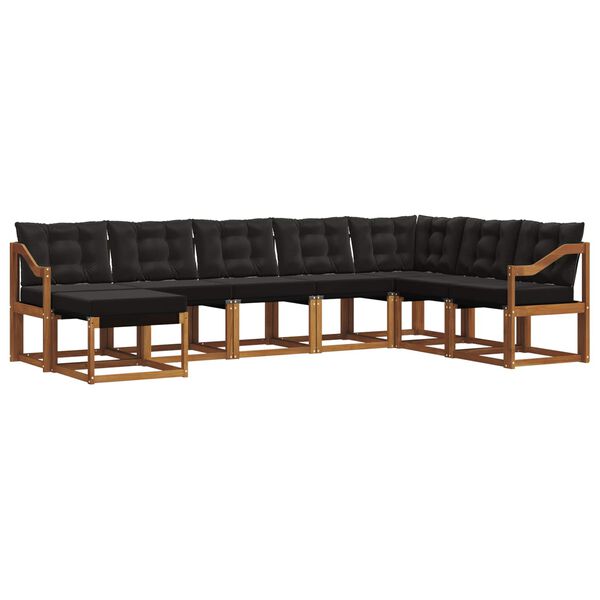 vidaXL Udend&oslash;rs sofagruppe med pude 8 pcs Naturlig og sort