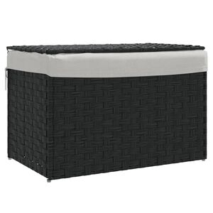 vidaXL vasketøjskurv med låg 55,5x35x34 cm polyrattan sort