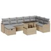 vidaXL Havesofa S&aelig;t med pude med opbevaring 9 pcs Beige Poly rattan