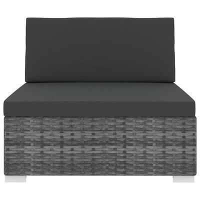 vidaXL midtersæde til sofa 1 stk. med hynder polyrattan grå