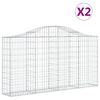 vidaXL buede gabionkurve 2 stk. 200x30x100/120 cm galvaniseret jern