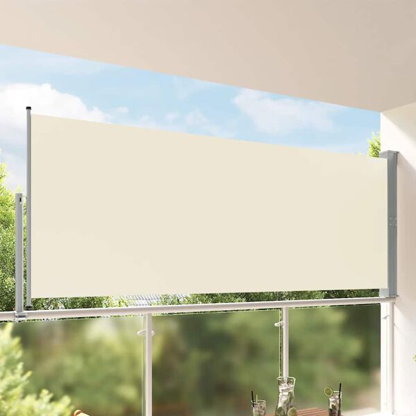 vidaXL sammenrullelig sidemarkise til terrassen 140 x 300 cm creme