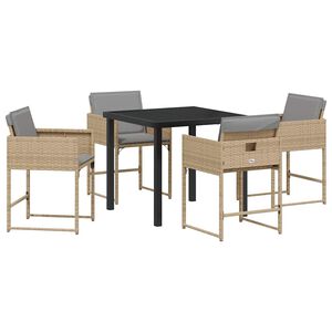 vidaXL Have Spisebordss&aelig;t 5 pcs Beige polyrattan