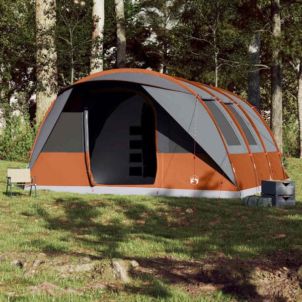 vidaXL 7-personers campingtelt vandt&aelig;t gr&aring; og orange