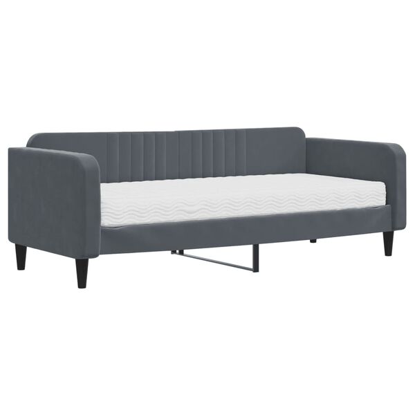vidaXL daybed med madras 90x200 cm velour m&oslash;rkegr&aring;