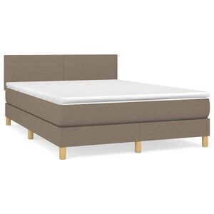 vidaXL kontinentalseng med madras 140x190 cm stof gr&aring;brun