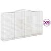 vidaXL buede gabionkurve 9 stk. 400x50x220/240 cm galvaniseret jern