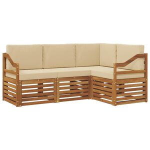 vidaXL Sofas&aelig;t med pude 4 pcs Naturlig og Beige Massivt Akacietr&aelig;