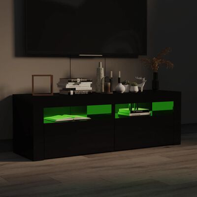 vidaXL tv-bord med LED-lys 120x35x40 cm sort højglans