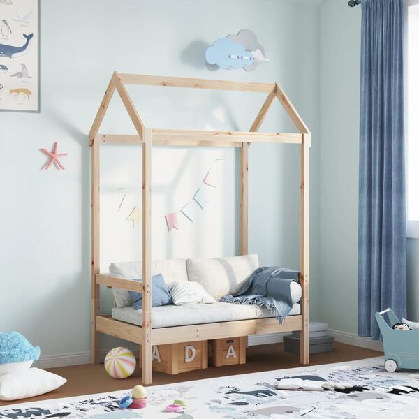 vidaXL b&aelig;nk med tag 117,5x70x176,5 cm massivt fyrretr&aelig;