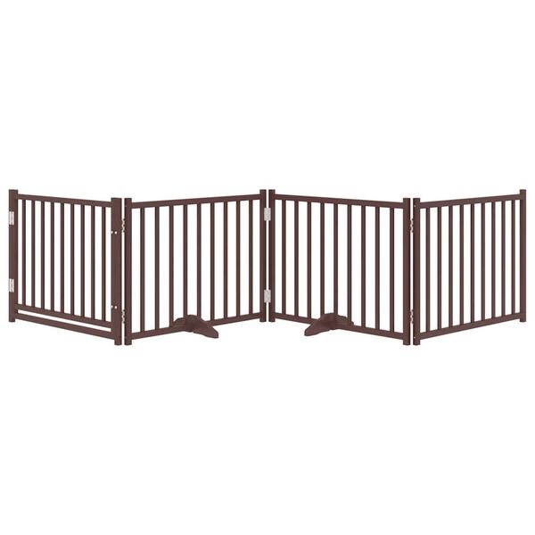 vidaXL hundel&aring;ge m. d&oslash;r 4 paneler 320 cm foldbar massivt gran brunt eg
