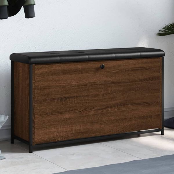 vidaXL skob&aelig;nk med vippeskuffe 102x32x56 cm brun egetr&aelig;sfarve