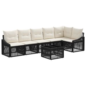 vidaXL Havesofa S&aelig;t 7 stk. 6-personers Sort polyrattan