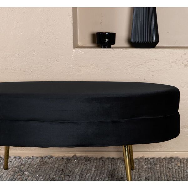 Venture Home puf Otto 100x40x41 cm velour sort og messing