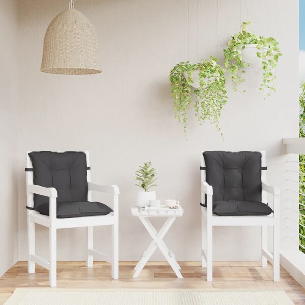 vidaXL stolehynder med lav ryg 2 stk. 100x50x7 cm stof antracitgr&aring;