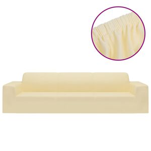 vidaXL elastisk 4-personers sofabetr&aelig;k polyesterjersey cremefarvet