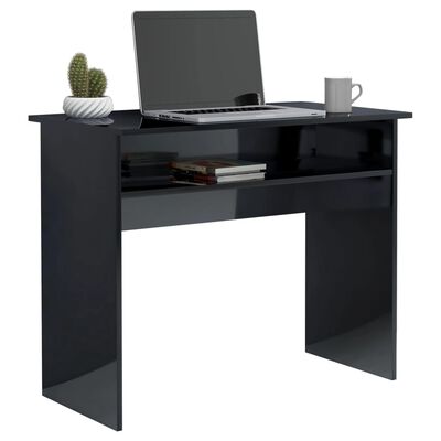 vidaXL skrivebord 90x50x74 cm konstrueret træ sort højglans