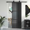 vidaXL skyded&oslash;r 76x205 cm h&aelig;rdet glas og aluminium sort