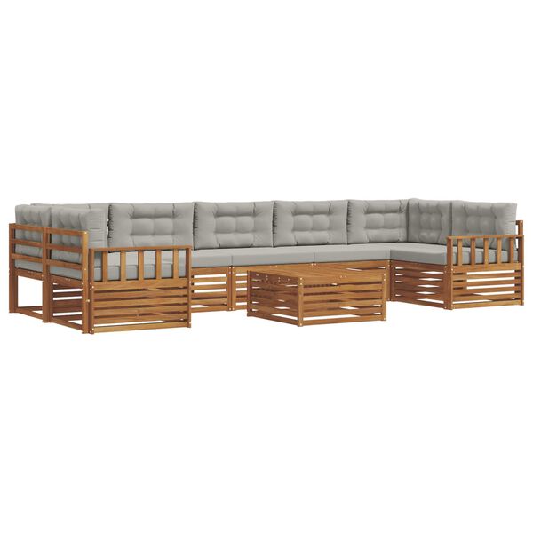 vidaXL Udend&oslash;rs sofagruppe med pude 8 pcs Naturlig og Lys Gr&aring;