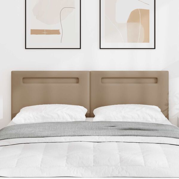 vidaXL LED sengegavl Cappuccino 144 cm Faux l&aelig;der