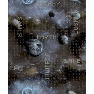 Good Vibes tapet Galaxy Planets and Text bl&aring; og sort