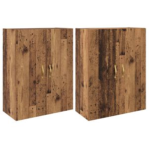 vidaXL V&aelig;gmonteret skab 2 pcs Gammelt tr&aelig; 69,5 x 34 x 90 cm
