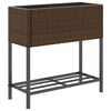 vidaXL plantekasse med hylde polyrattan brun